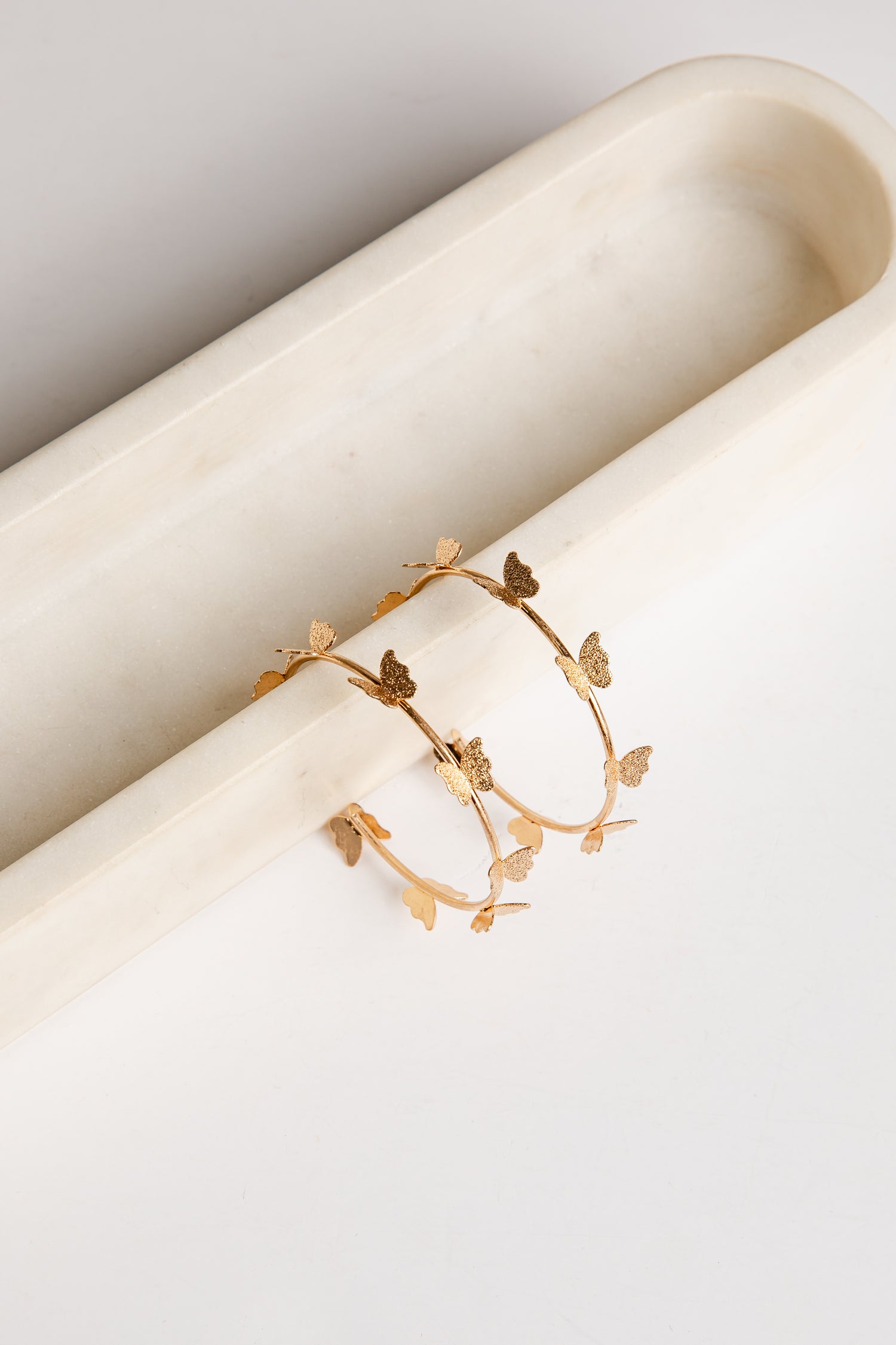 Gold Butterfly Hoop Earrings
