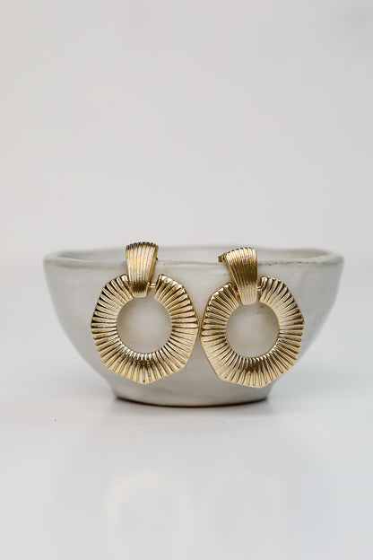Laura Gold Circle Drop Earrings