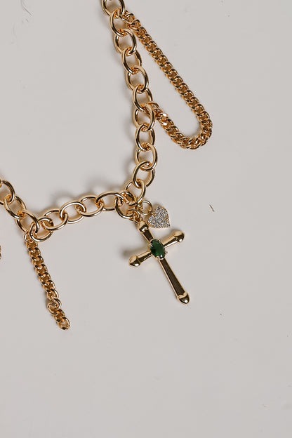 Sophie Gold Cross Charm Necklace