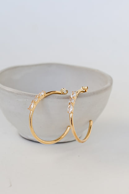 Gold Rhinestone Hoop Earrings