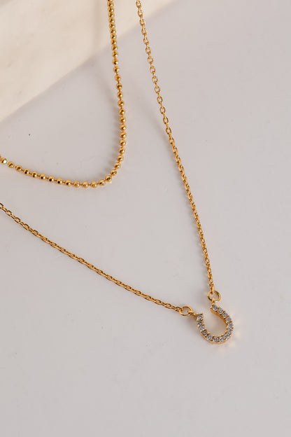 Gabby Gold Horseshoe Charm Necklace