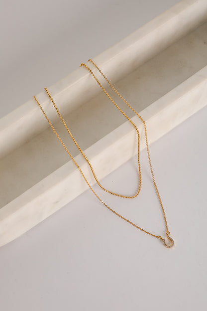 Gabby Gold Horseshoe Charm Necklace