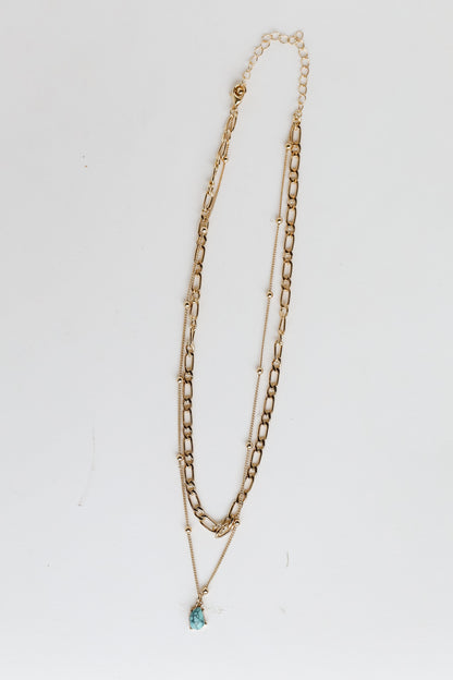 Gold Layered Chain Necklace flat lay