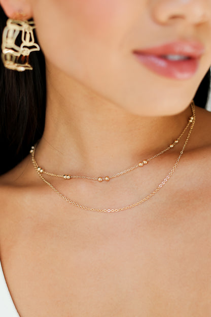 Gold Layered Chain Necklace close up
