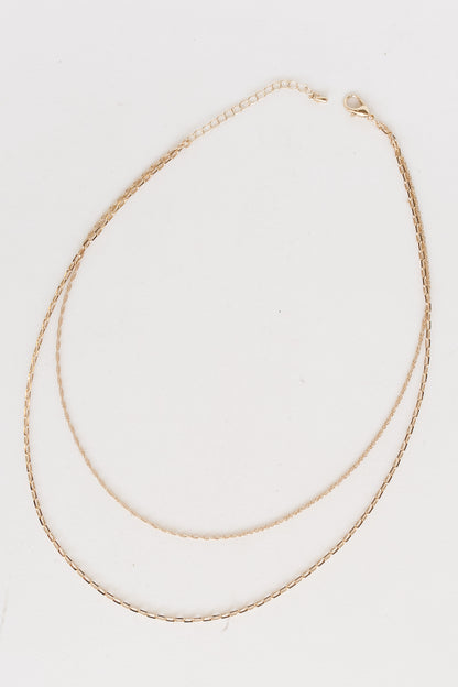 Gold Layered Chain Necklace flat lay