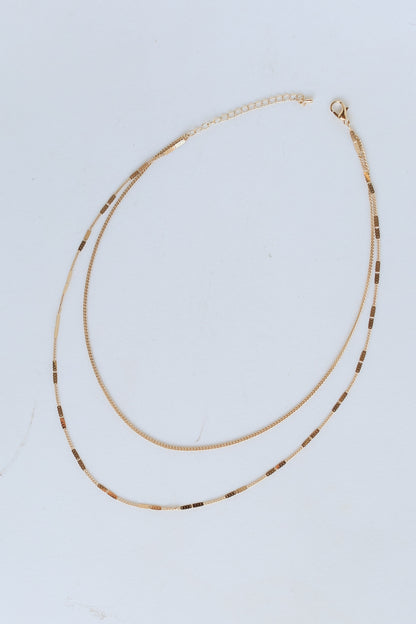 Gold Layered Chain Necklace flat lay