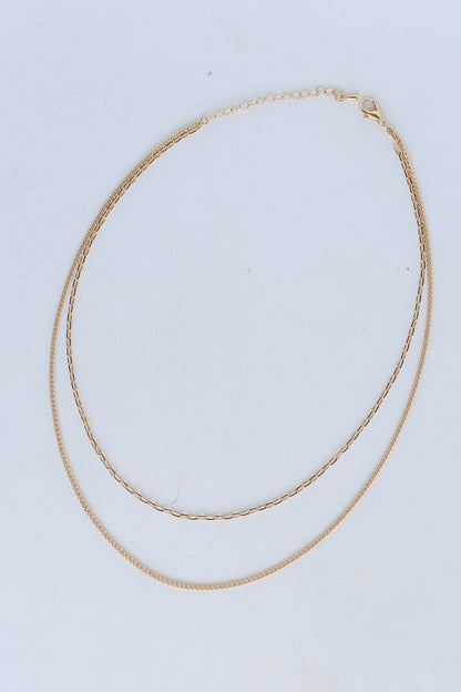 Gold Layered Chain Necklace flat lay
