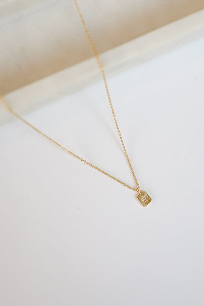 Daniella Gold Rectangle Charm Necklace
