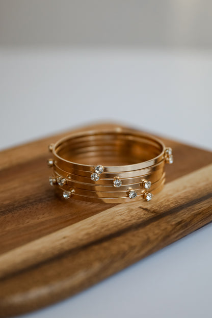 Ashley Gold Rhinestone Bangle Set