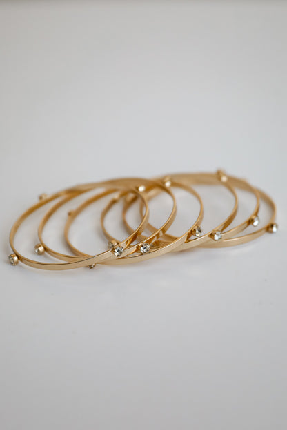 Ashley Gold Rhinestone Bangle Set