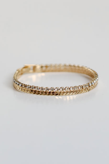 Gabriella Gold Rhinestone Chain Bracelet