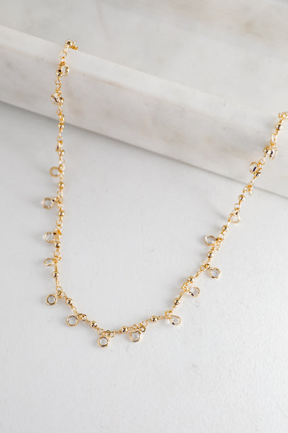 Margaret Gold Rhinestone Charm Necklace