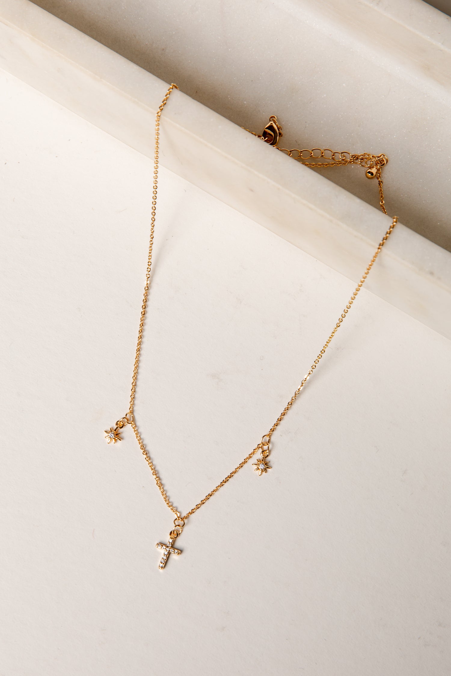 Anna Gold Rhinestone Cross Necklace