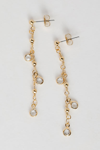 Margaret Gold Rhinestone Drop Earrings