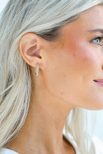 Cora Gold Rhinestone Oval Hoop Earrings