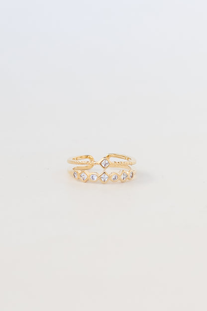 Gold Rhinestone Double Ring