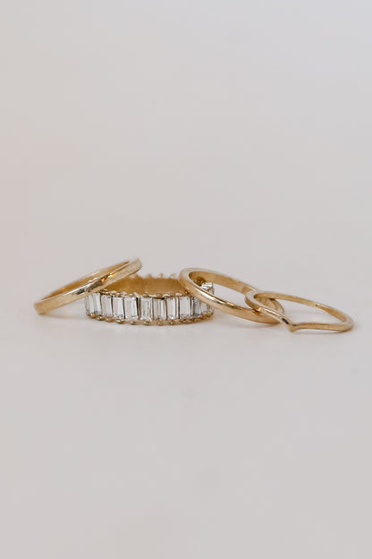 Gold Rhinestone Ring Set