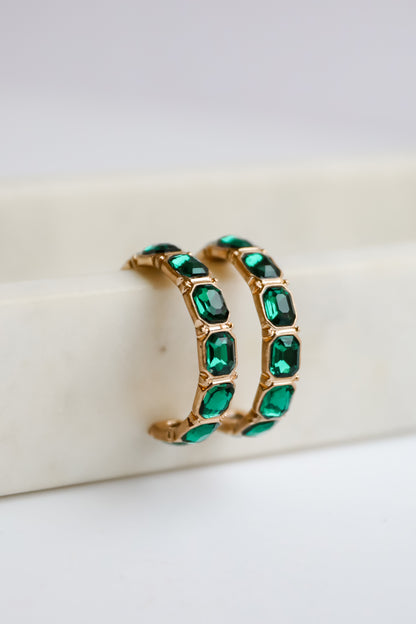 Marlee Green Gemstone Hoop Earrings