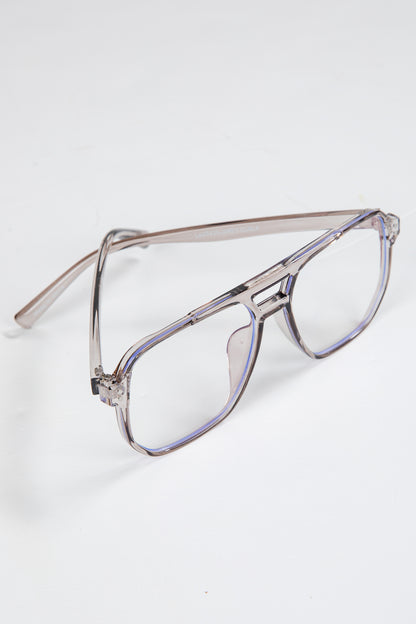 Clear eyeglasses on a white background