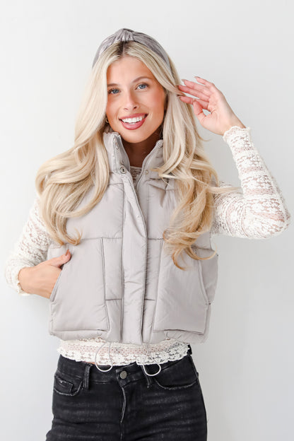 First Frost Light Grey Puffer Vest
