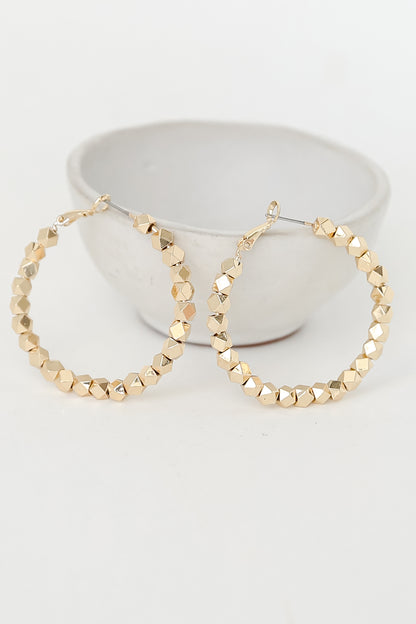cute Gold Beaded Hoop Earrings