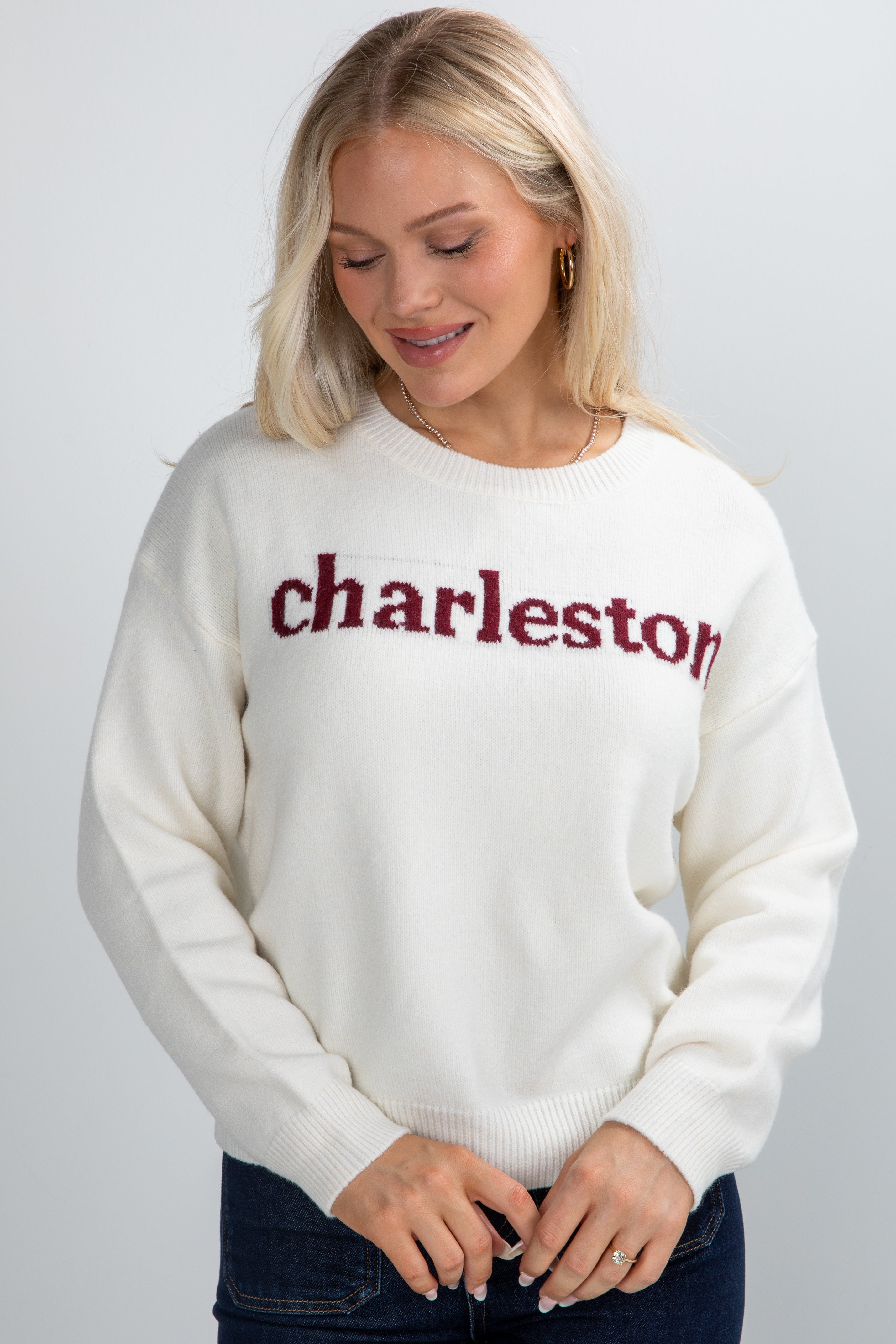 white sweater