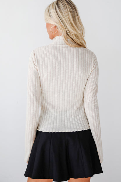 Exquisite Essential Mock Neck Ribbed Top