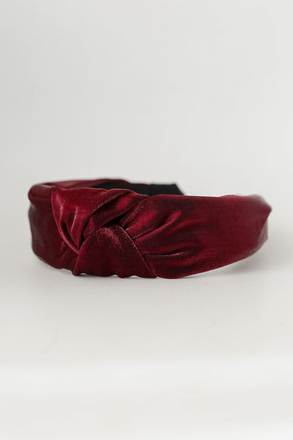 Wine Velvet Knotted Headband flat lay