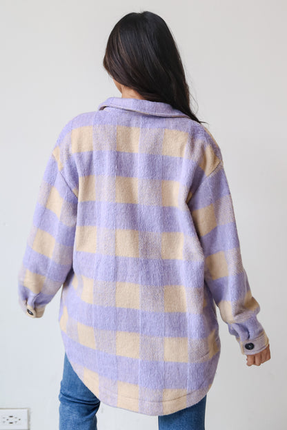 Lavender Plaid Shacket back view