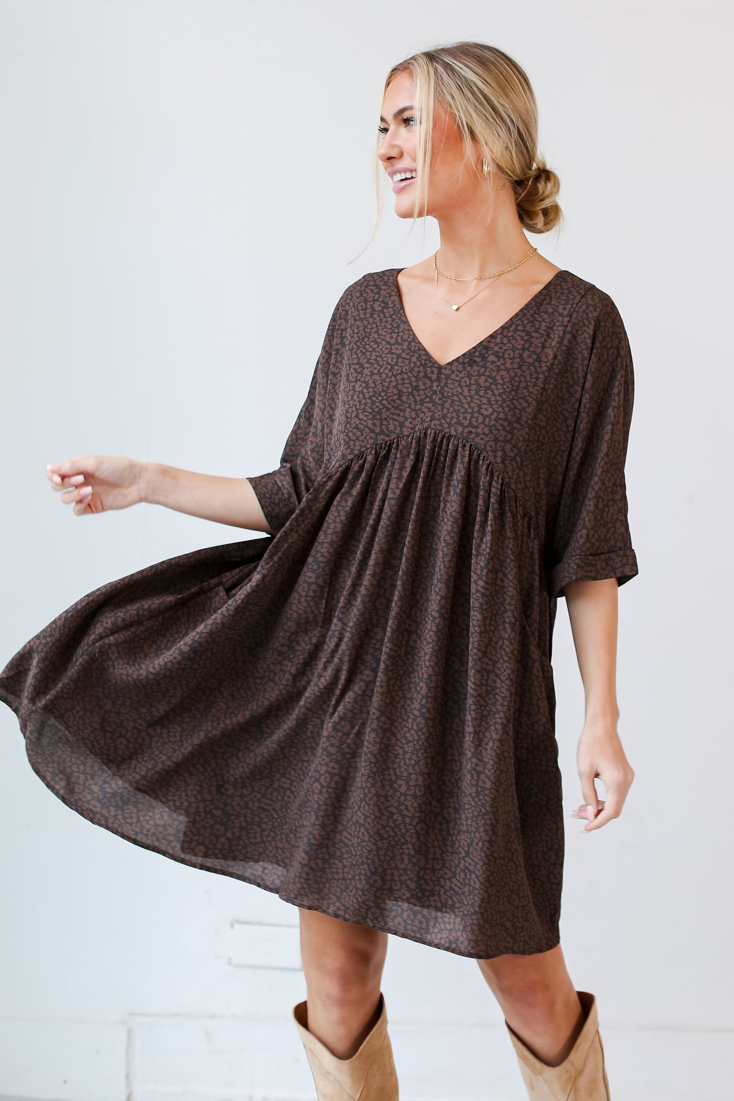 brown leopard dress