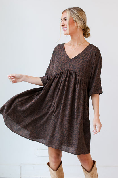 brown leopard dress