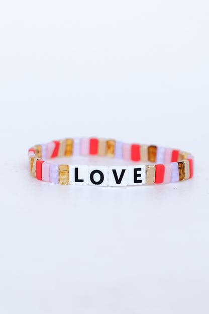 Beaded Love Bracelet flat lay