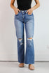 Sydney Medium Wash High-Rise Distressed Wide Leg Jeans
