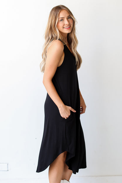 black Midi Dress side view