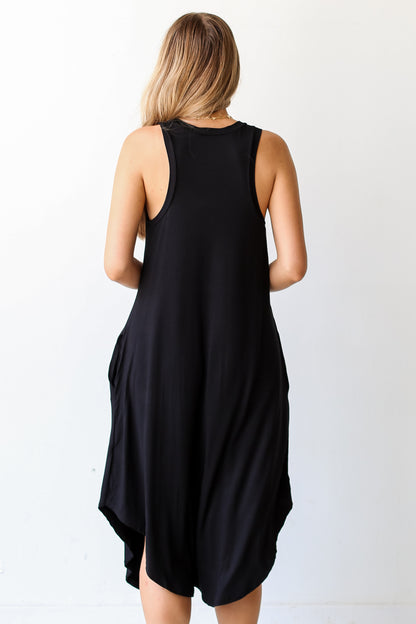 black Midi Dress back view