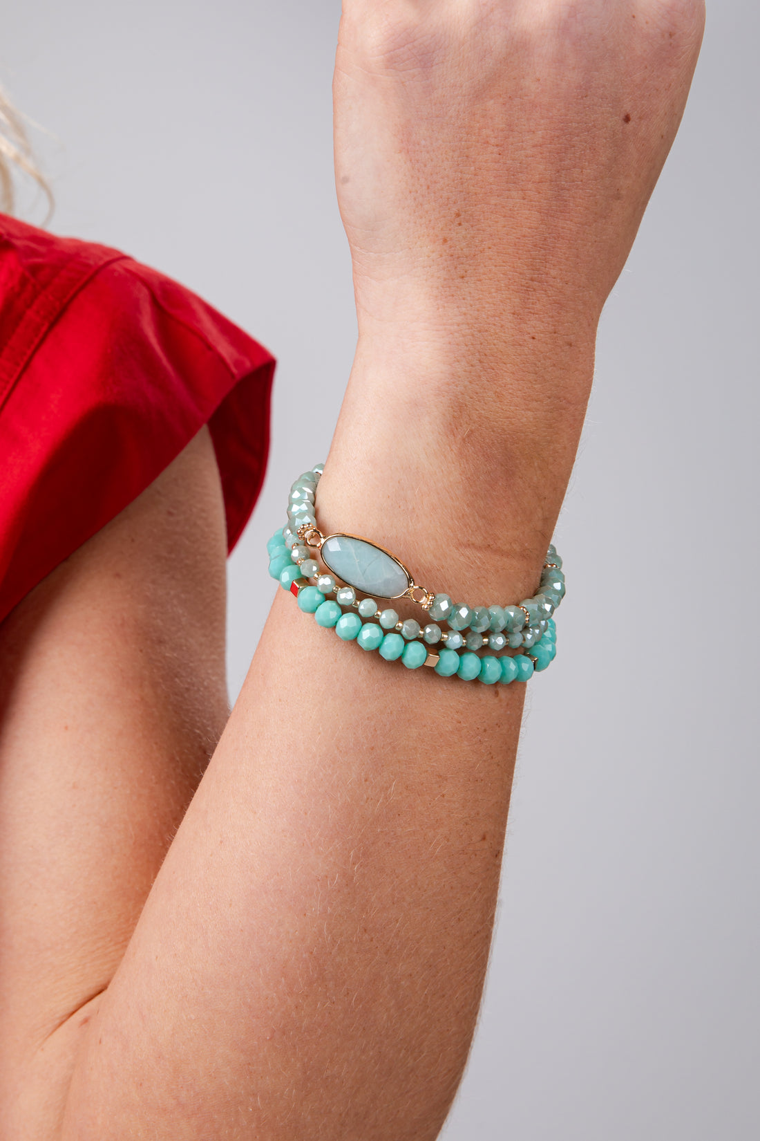 mint beaded bracelet set