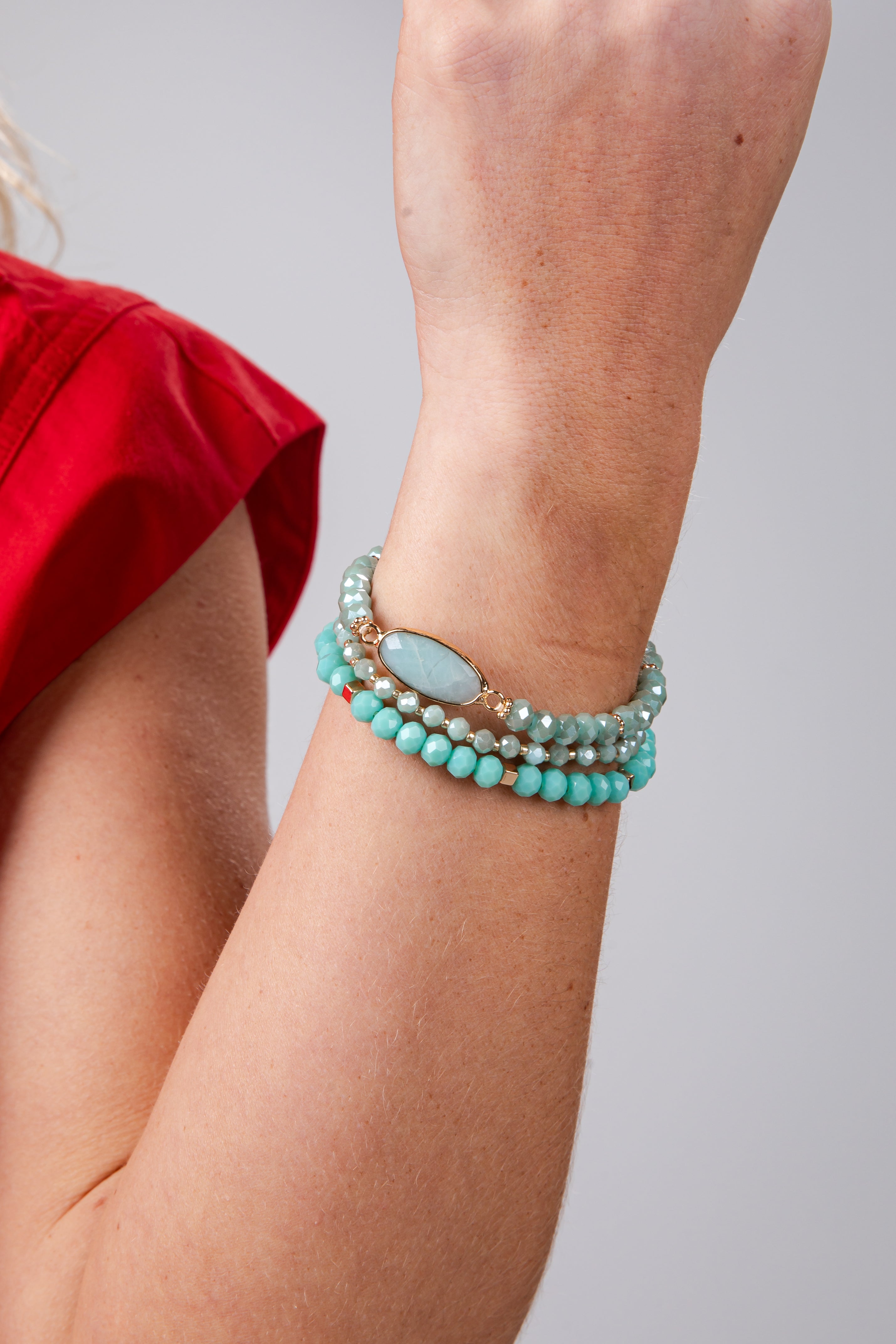 mint beaded bracelet set