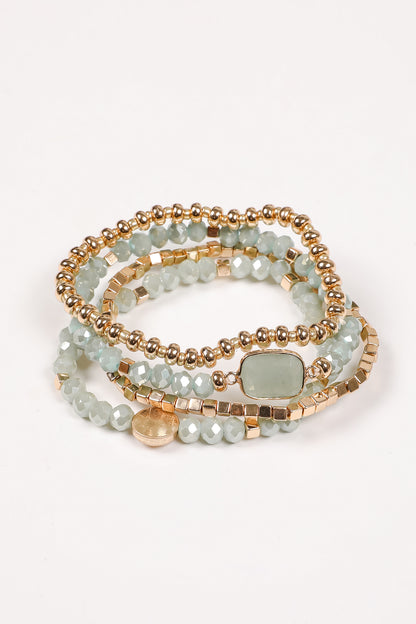 Emily Mint Beaded Bracelet Set