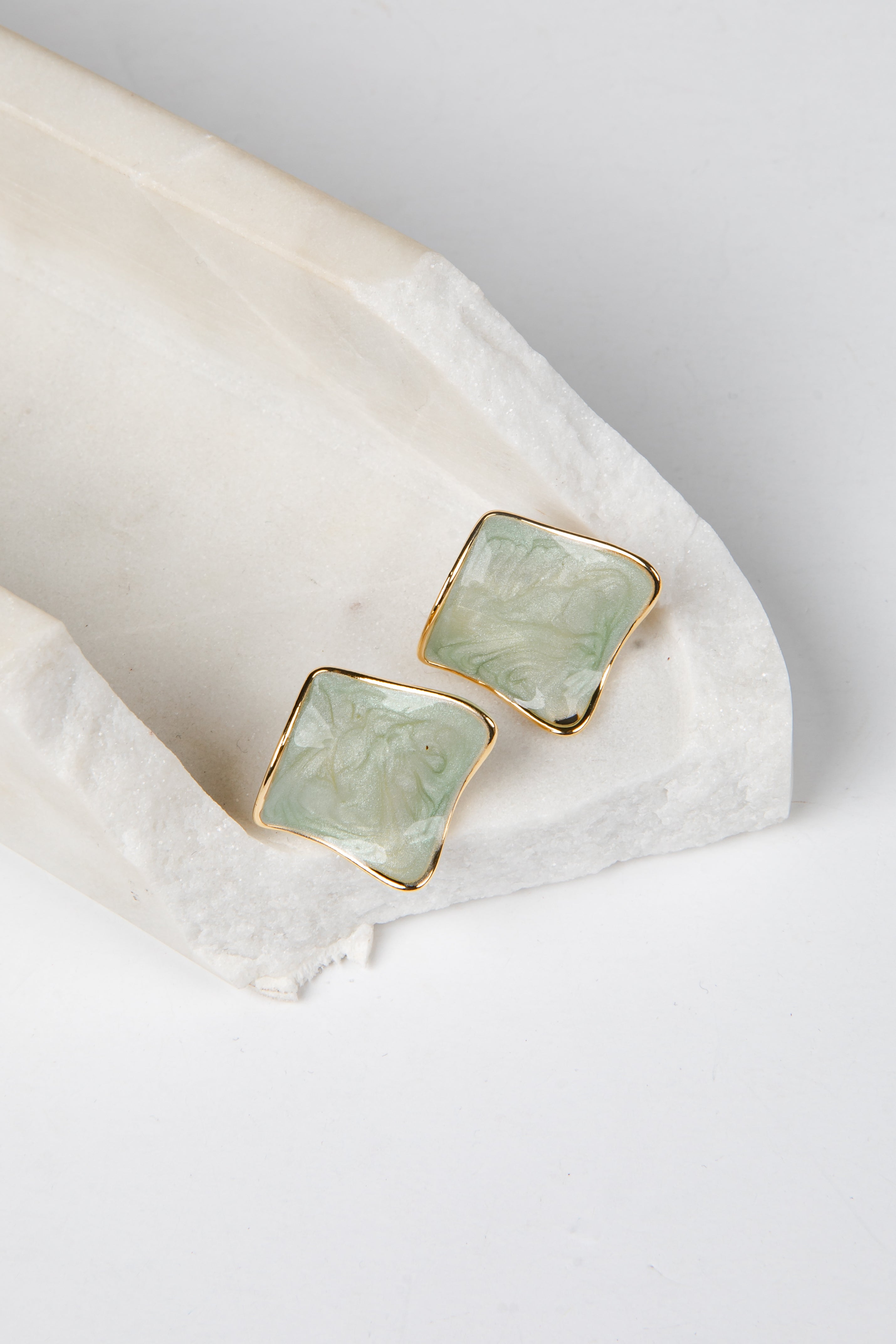 Clara Mint Emerald Stone Stud Earrings