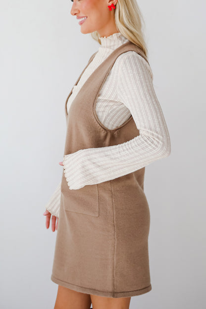 Perfect Outcome Mocha Mini Sweater Dress