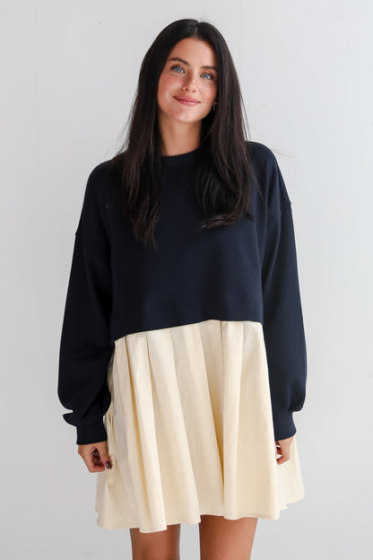 Convincing Charisma Navy Sweatshirt Dress