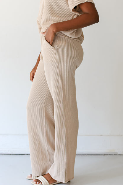 oatmeal Corded Lounge Pants side  view