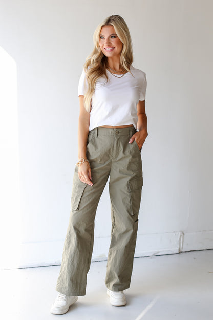 olive Cargo Pants front view