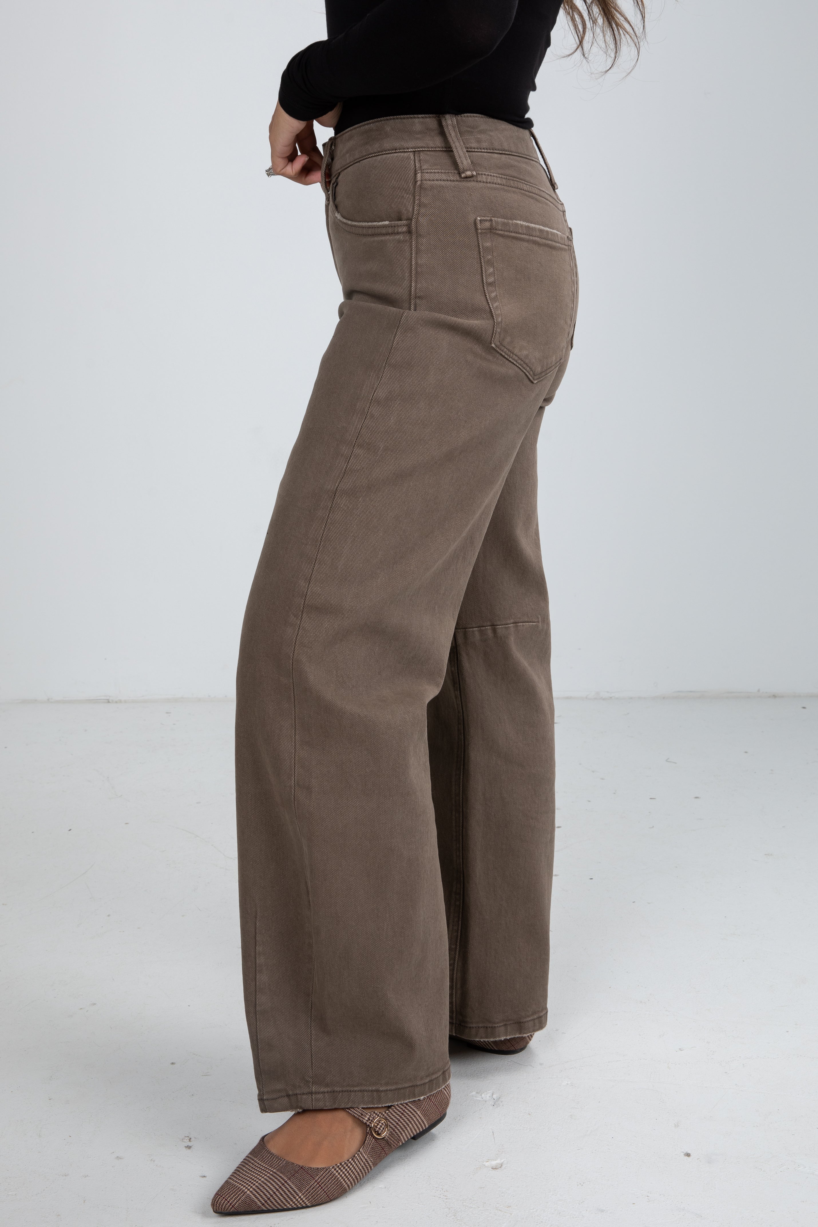 brown jeans