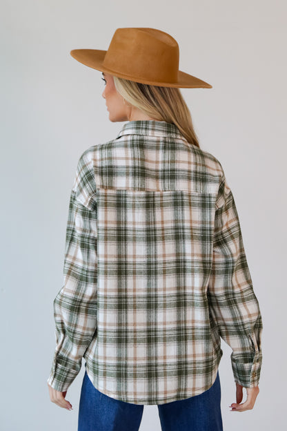 oversized Olive Plaid Flannel