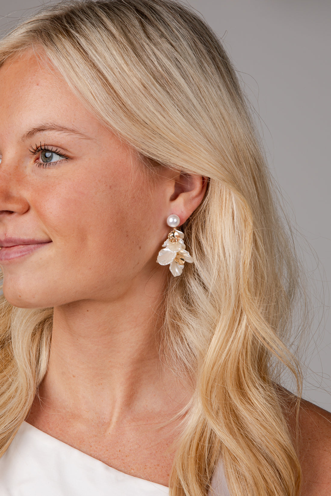 FINAL SALE - Charlotte Pearl White Drop Earrings