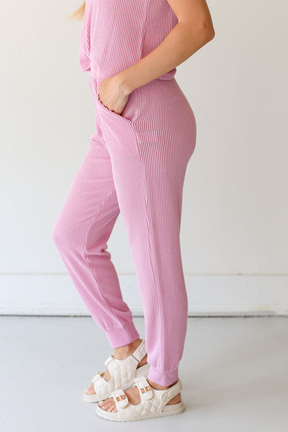 pink Corded Joggers side view
