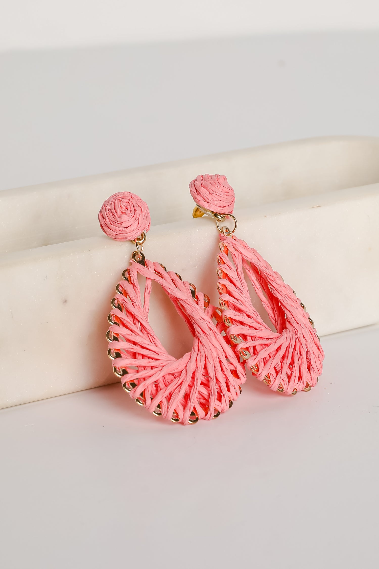 Ella Straw Teardrop Earrings