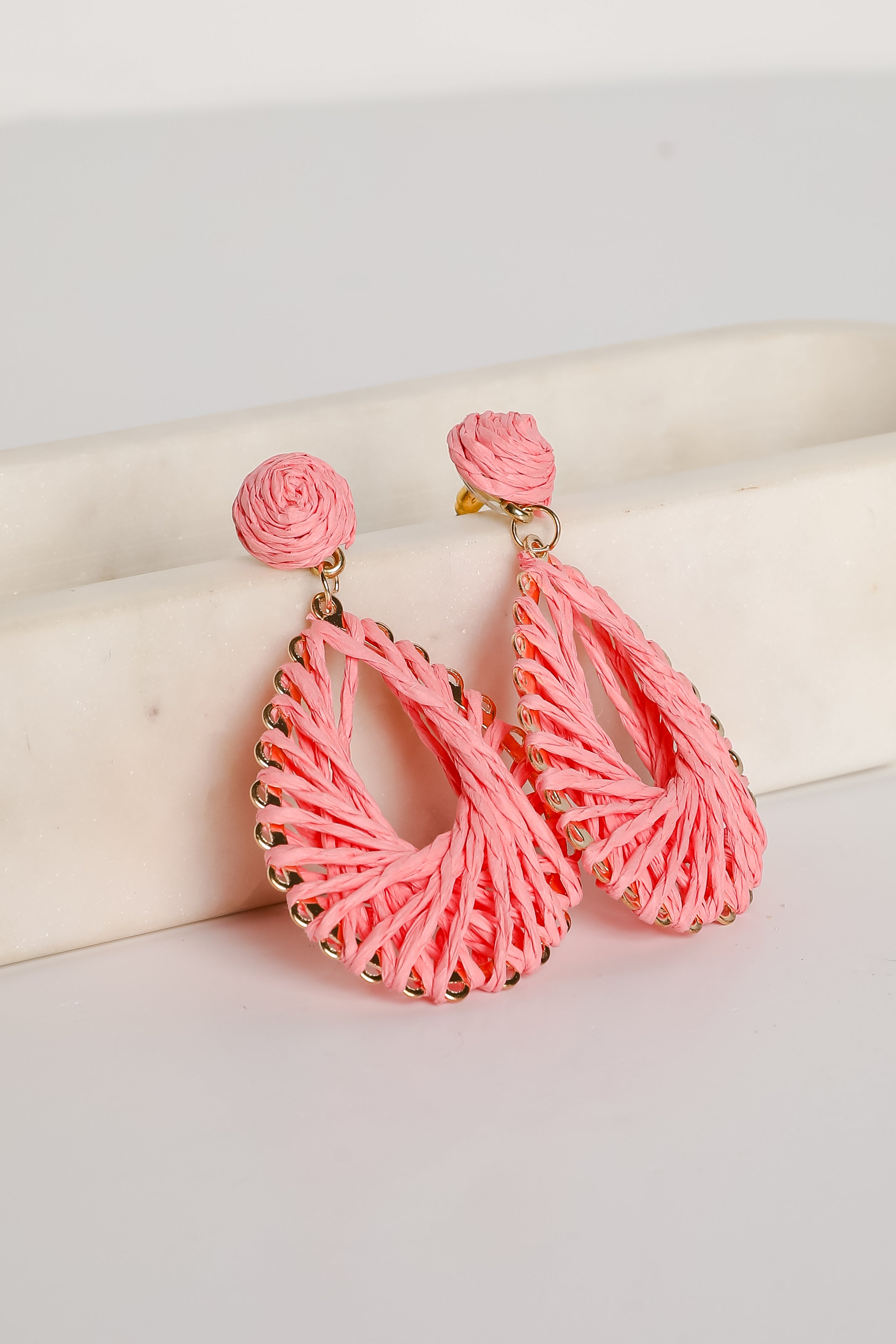 Ella Straw Teardrop Earrings