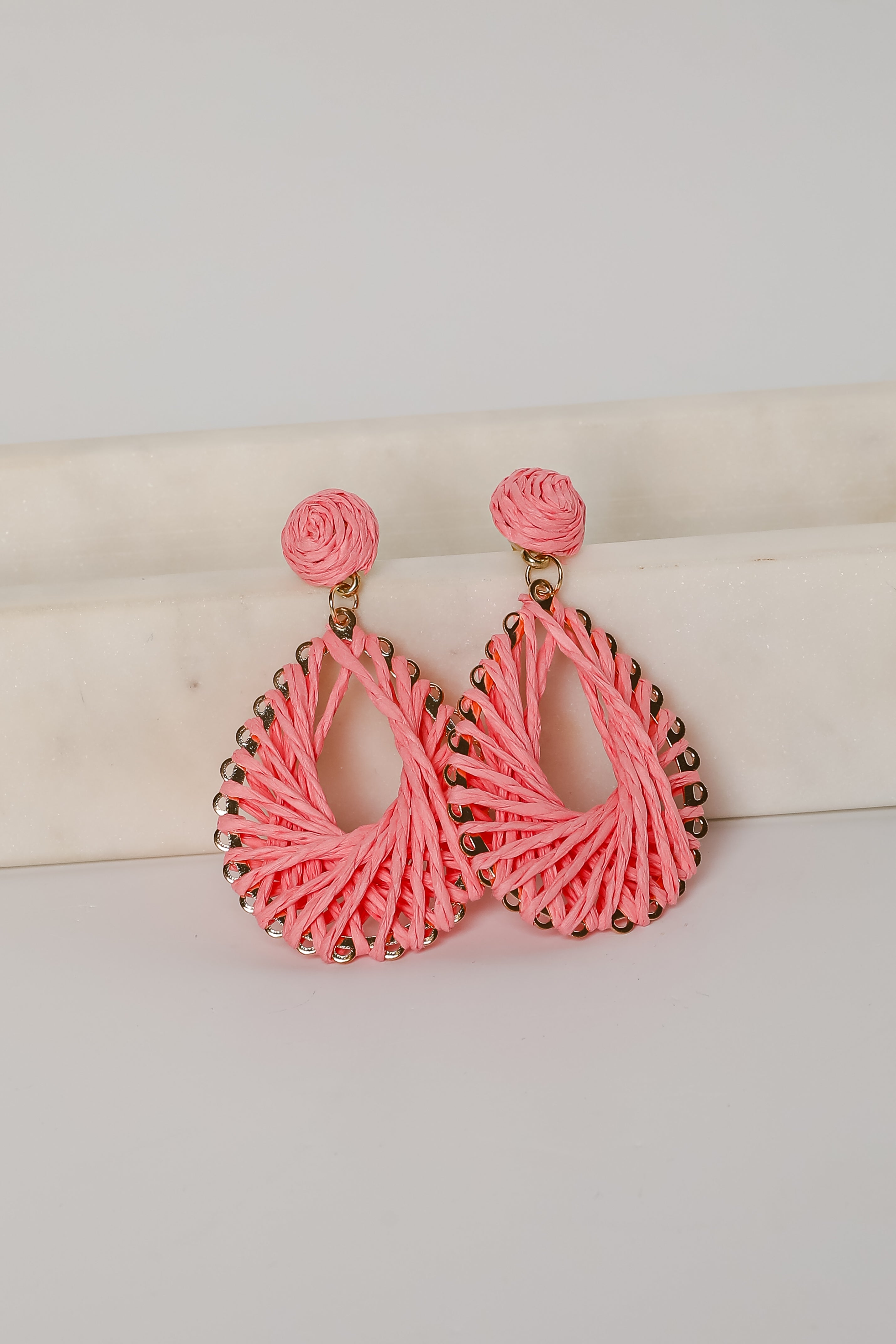 Ella Straw Teardrop Earrings